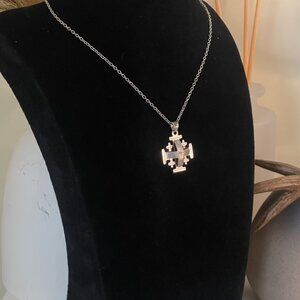 Handcrafted Vintage 925 Crusader Jerusalem Cross Pendant Israel Necklace